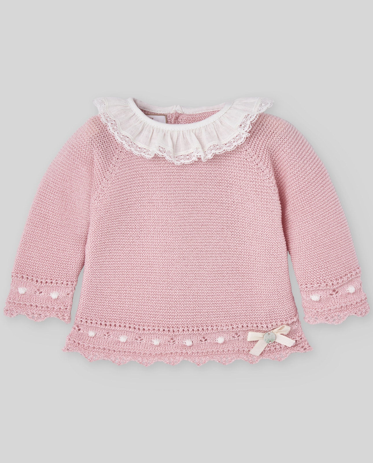 PAZ RODRIGUEZ Tutina 2 pezzi + Cuffia Rosa Antico-Panna Cotone Primavera-Estate