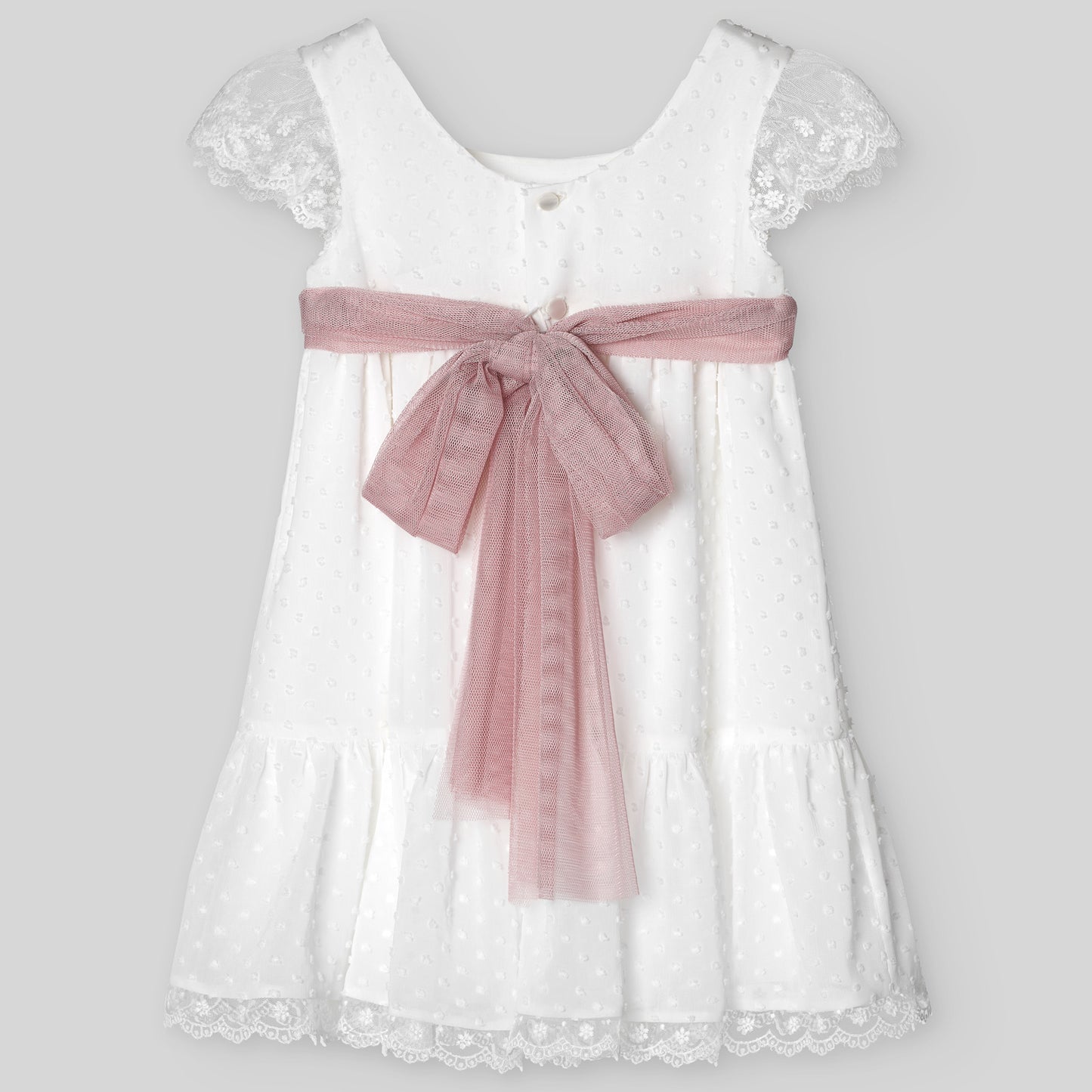 PAZ RODRIGUEZ Plumetis Ceremony Dress White-Dutch Pink