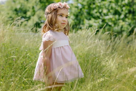 PAZ RODRIGUEZ Abito Cerimonia Tulle Taffetà Panna Rosa Primavera-Estate