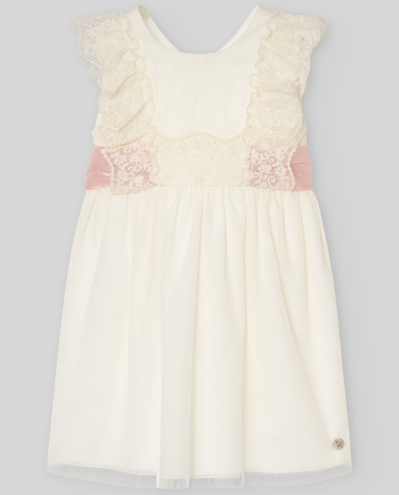 PAZ RODRIGUEZ Vestito+Coulotte Cerimonia Tulle Pizzo Crudo Rosa Primavera-Estate