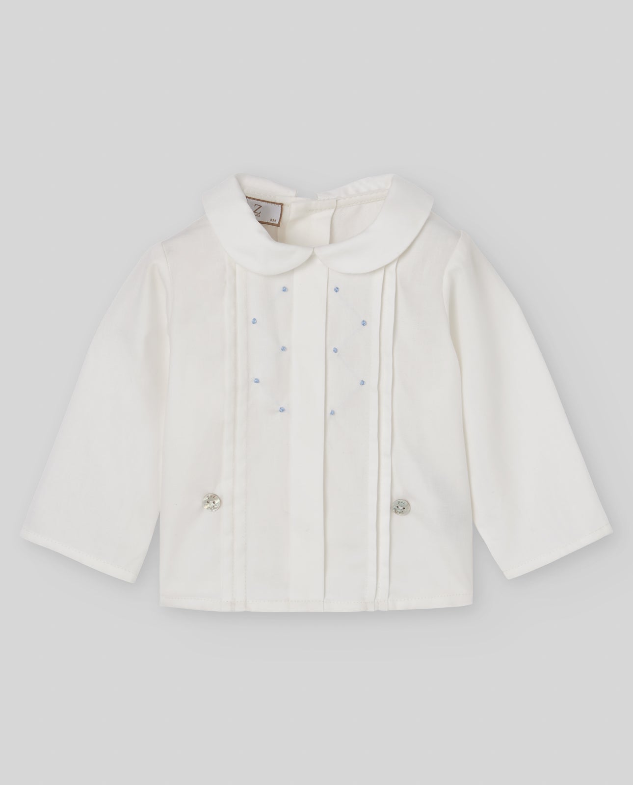PAZ RODRIGUEZ Set 3 pezzi Cerimonia Blusa+ Pantalone + Cardigan Panna-Azzurro Polvere Autunno-Inverno