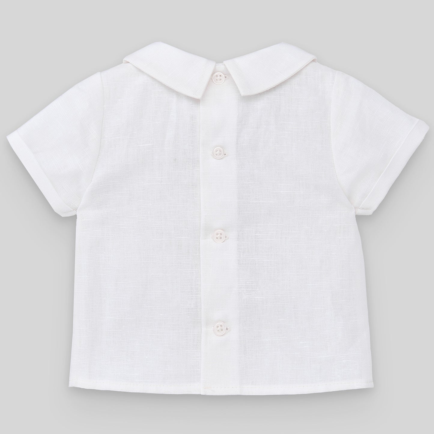 PAZ RODRIGUEZ 3-piece Ceremony Suit Blouse+Shorts+Cardigan Linen Cotton Blend White-Sky Blue