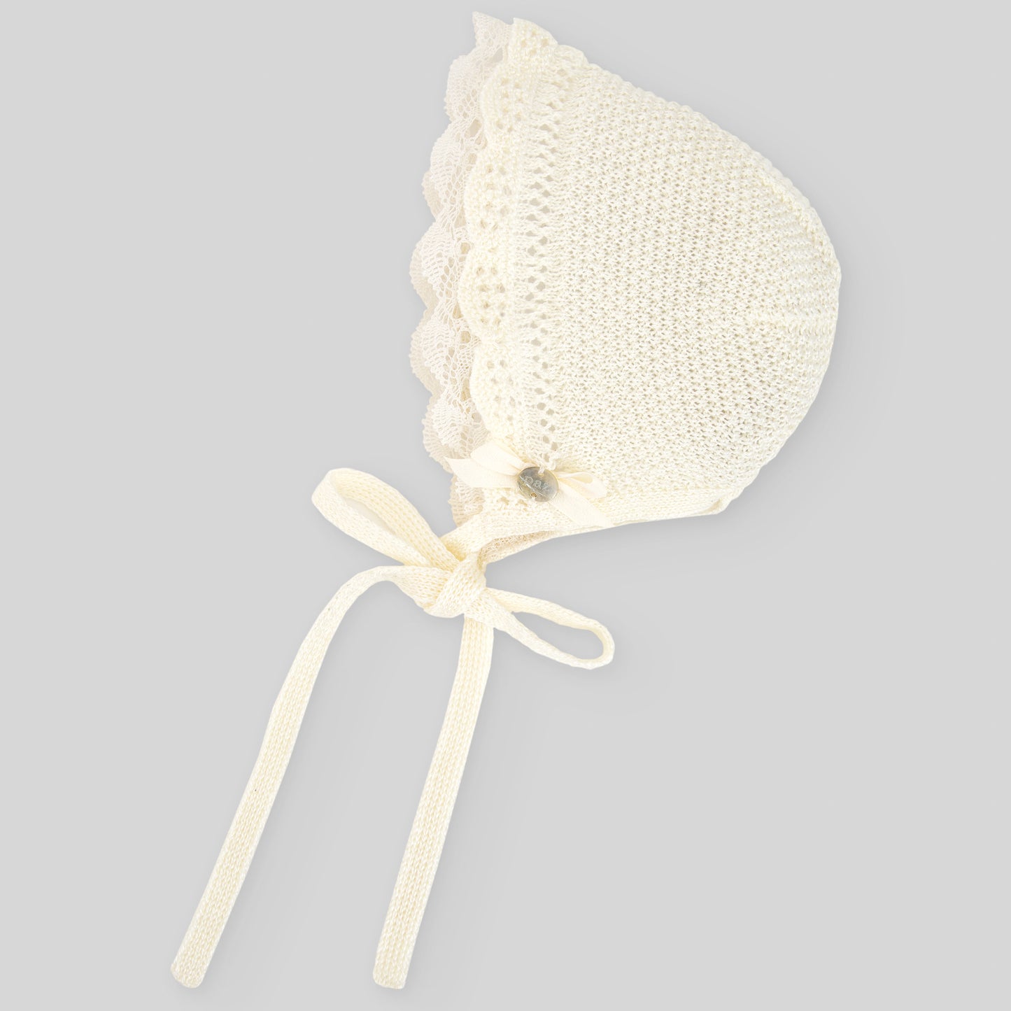 PAZ RODRIGUEZ Ivory Cotton Romper with Bonnet