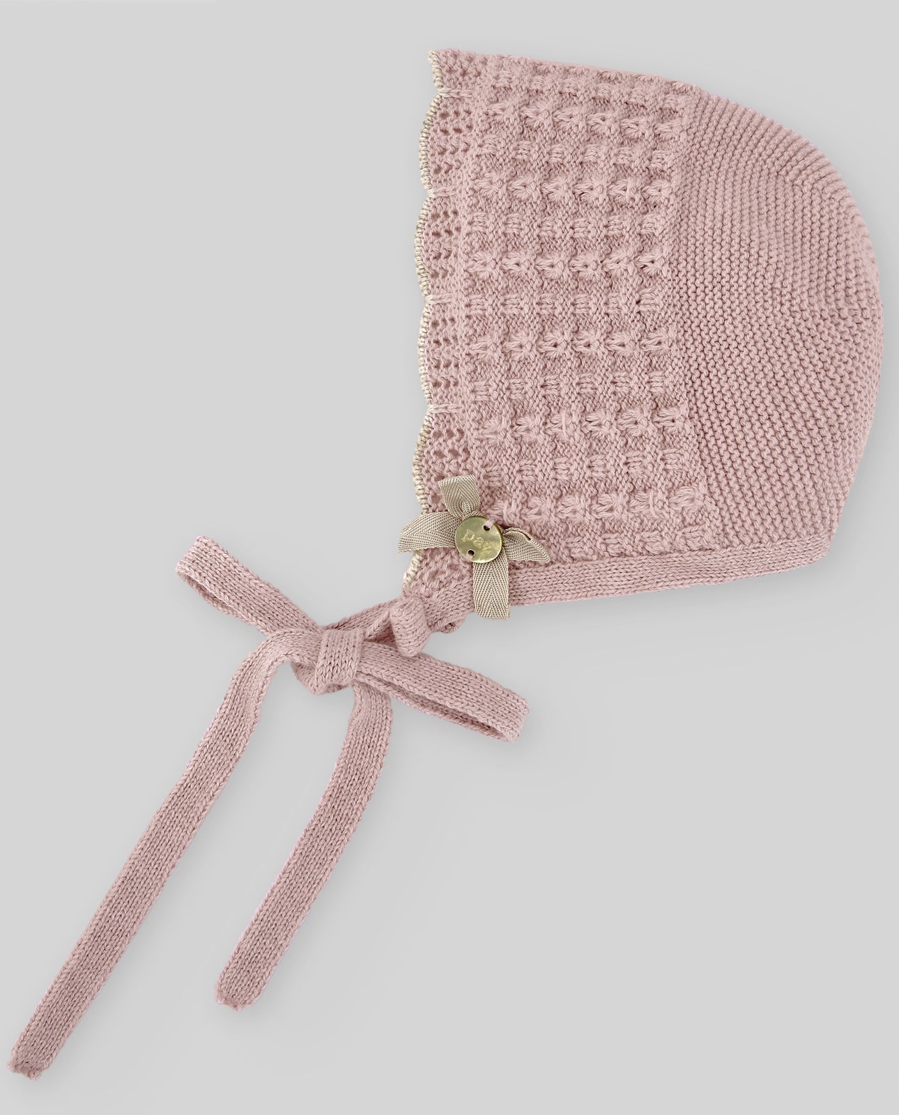 PAZ RODRIGUEZ Tutina 2 pezzi con Cuffia Cotone-Cashmere Rosa Cipria-Avena Autunno-Inverno