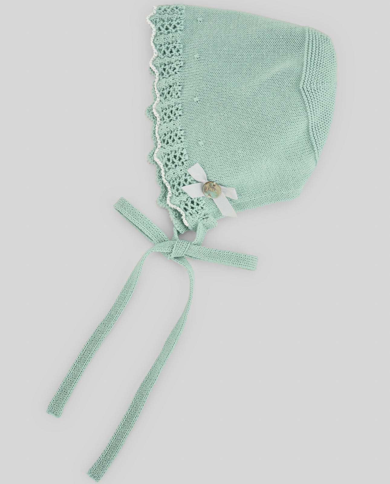 PAZ RODRIGUEZ Tutina 2 pezzi + Cuffia Verde Acqua-Bianco Cotone Primavera-Estate