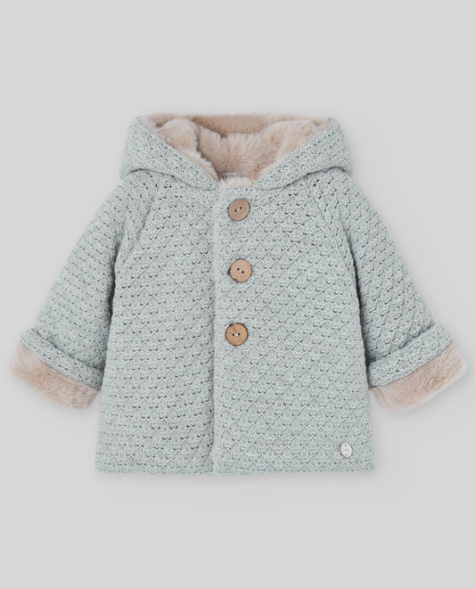 PAZ RODRIGUEZ Cappotto Baby con Cappuccio Lana Merino Extrafine Grigio Perla Autunno-Inverno