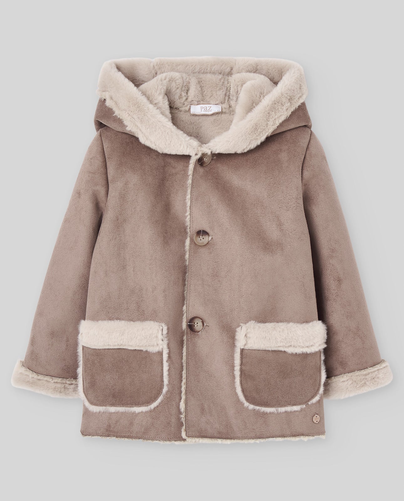 PAZ RODRIGUEZ Cappotto Montone con Cappuccio Nocciola Autunno-Inverno