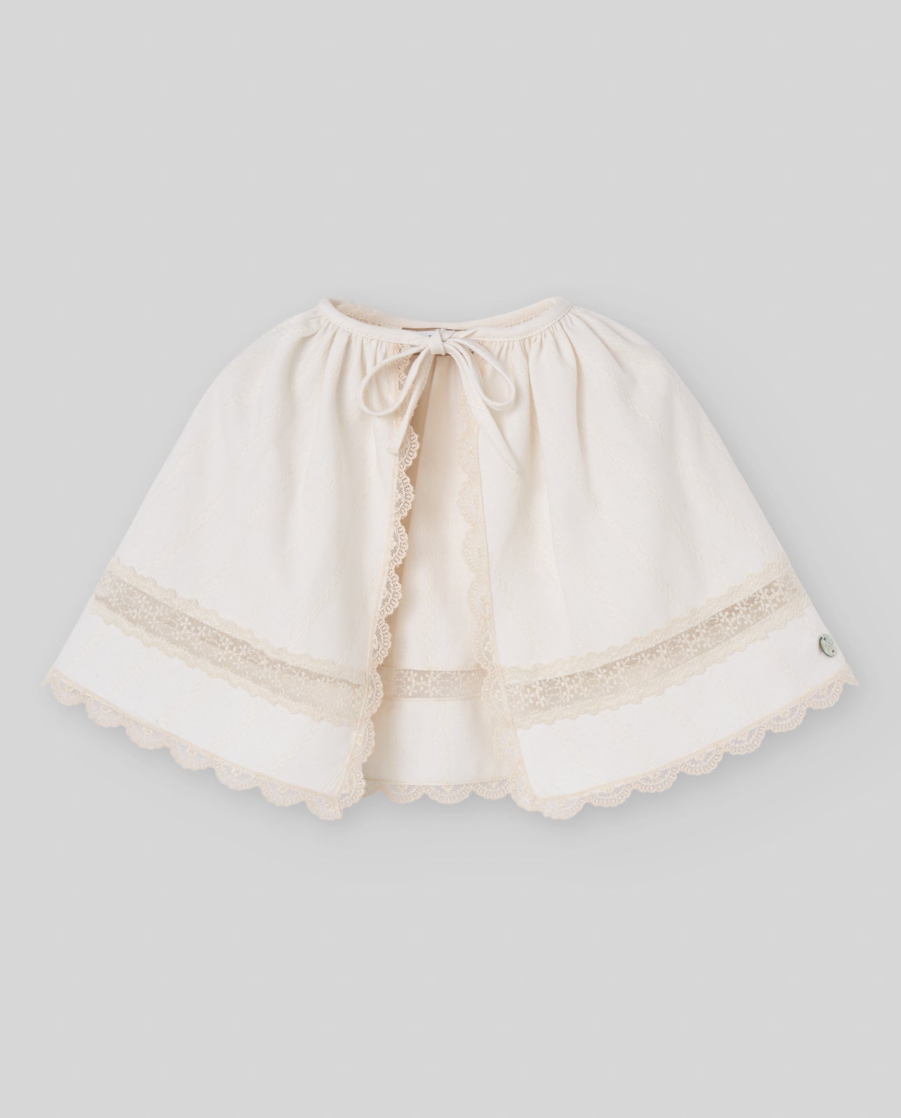 PAZ RODRIGUEZ Set Veste Battesimale + Cuffia + Coulotte + Mantella Panna Autunno-Inverno