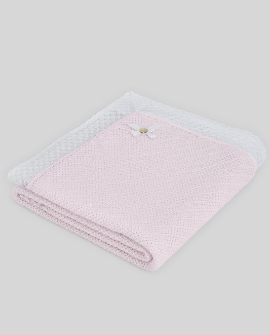 PAZ RODRIGUEZ Coperta Scialle Filo Cotone Rosa Chiaro-Bianco Primavera-Estate