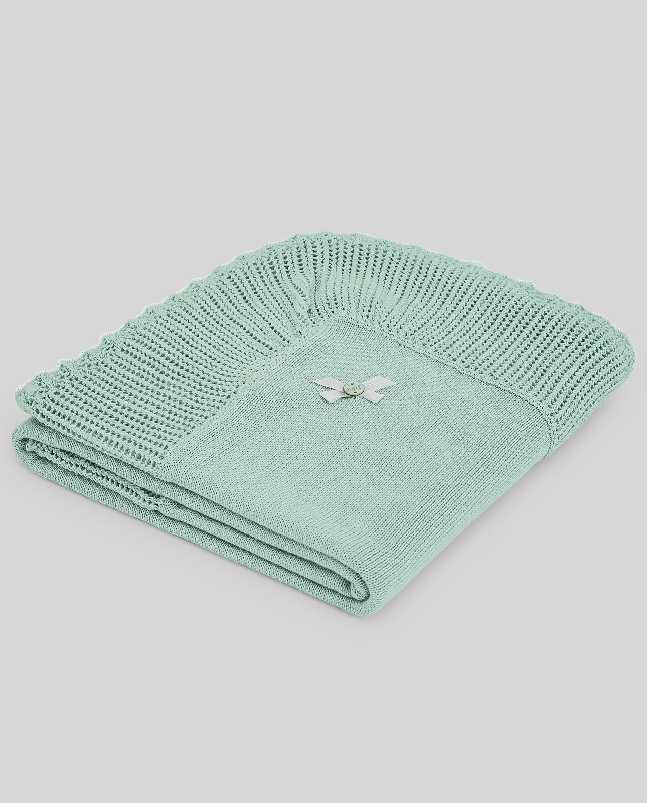 PAZ RODRIGUEZ Coperta Scialle Filo Cotone Verde Acqua-Bianco Primavera-Estate