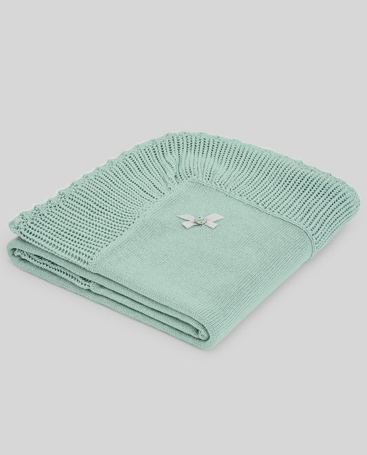 PAZ RODRIGUEZ Coperta Scialle Filo Cotone Verde Acqua-Bianco Primavera-Estate