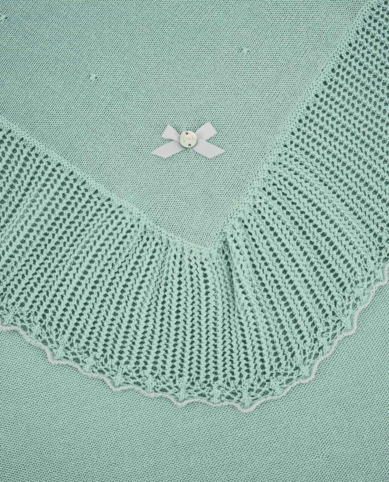 PAZ RODRIGUEZ Coperta Scialle Filo Cotone Verde Acqua-Bianco Primavera-Estate