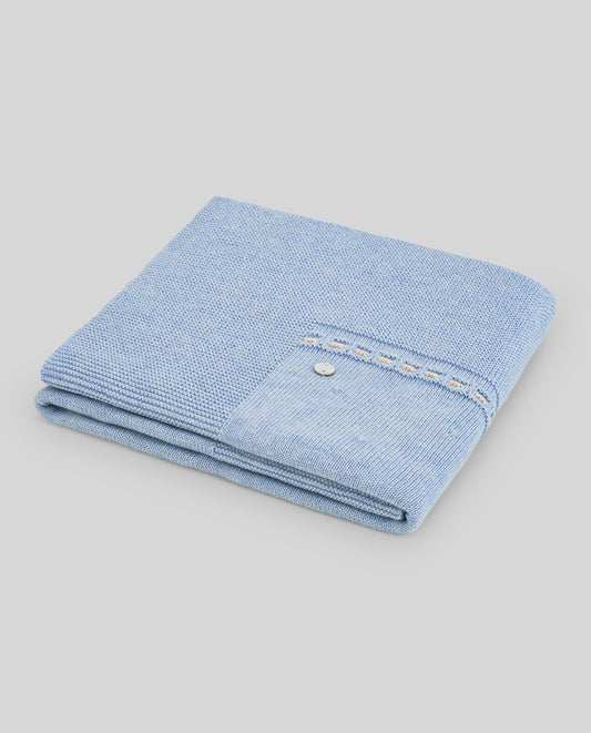 PAZ RODRIGUEZ Coperta Cotone-Cashmere Celeste Melange Autunno-Inverno