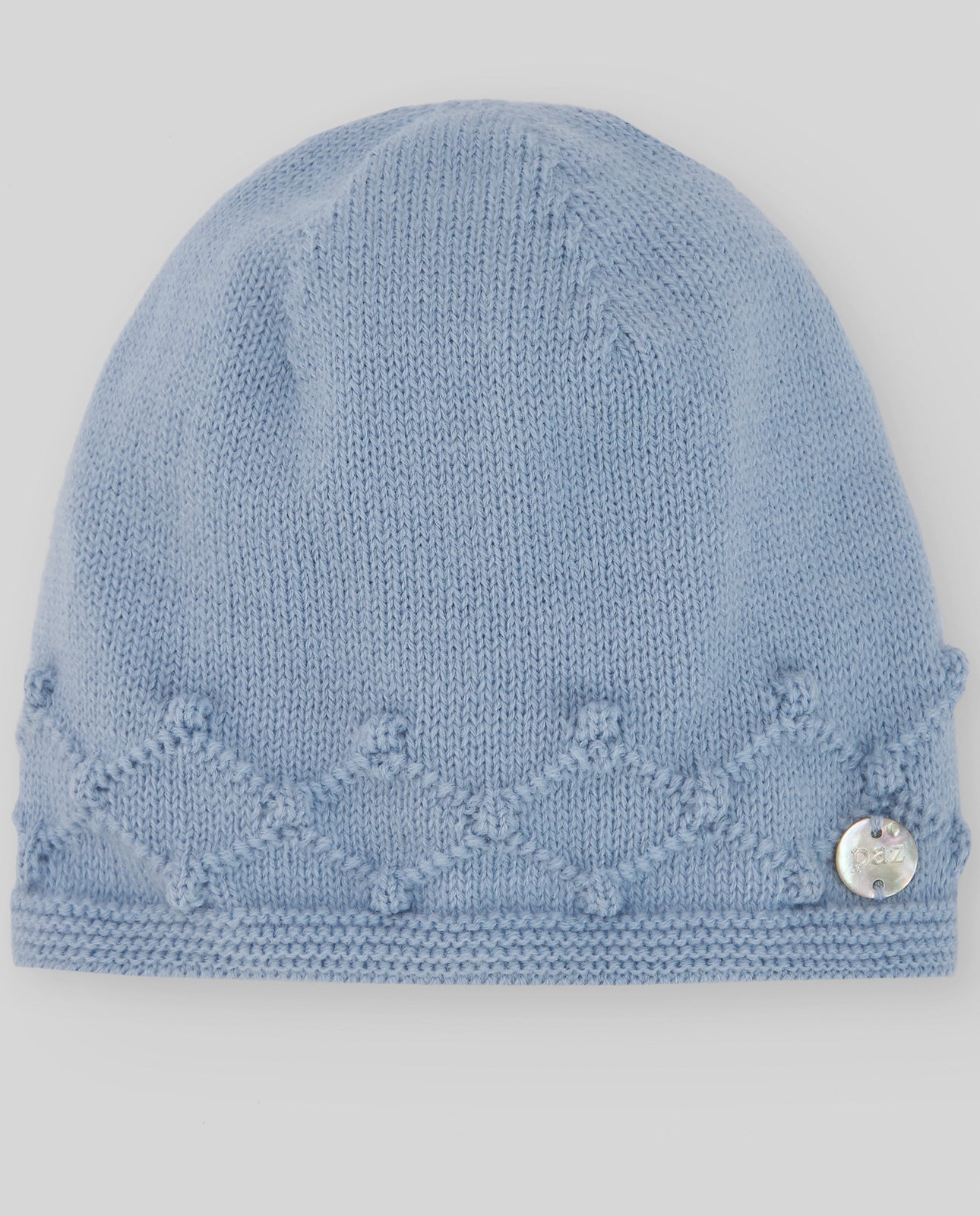 PAZ RODRIGUEZ Cappello in lana merino extrafine azzurro polvere con picot Autunno-Inverno