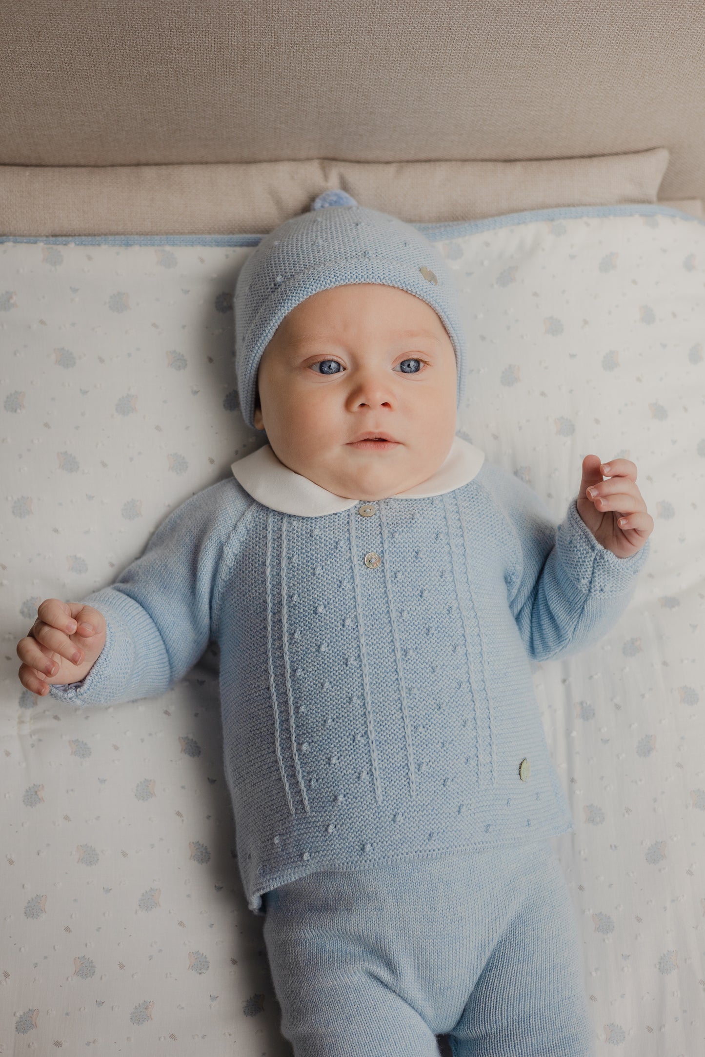 PAZ RODRIGUEZ Tutina 2 pezzi con Cappellino lana merino Extrafine Azzurro Autunno-Inverno