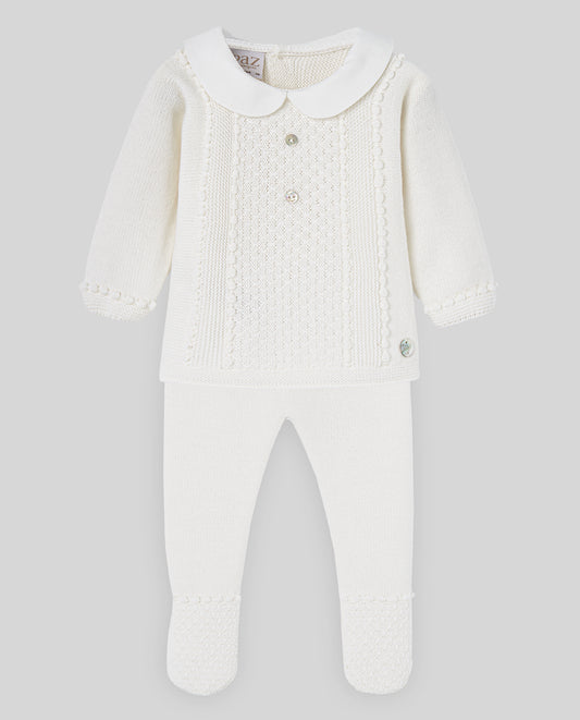 PAZ RODRIGUEZ Set Tutina due pezzi con cappello lana merino extrafine panna Autunno-Inverno