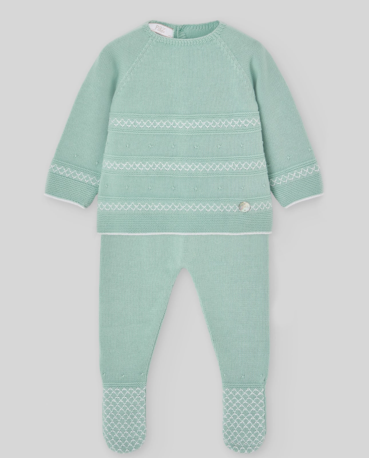 PAZ RODRIGUEZ Tutiina 2 pezzi + Cappellino Verde Acqua-Bianco Cotone Primavera-Estate