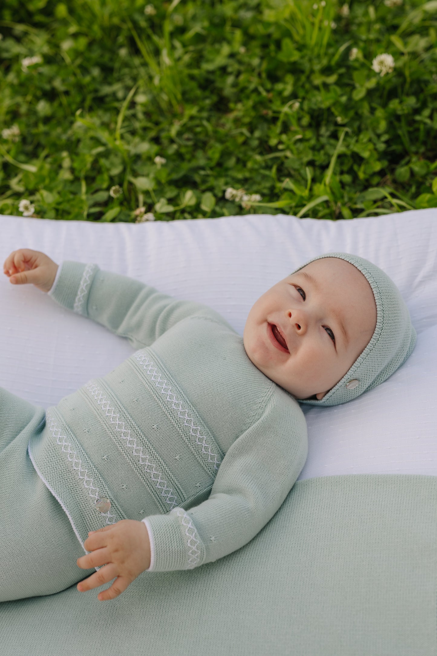 PAZ RODRIGUEZ Tutiina 2 pezzi + Cappellino Verde Acqua-Bianco Cotone Primavera-Estate