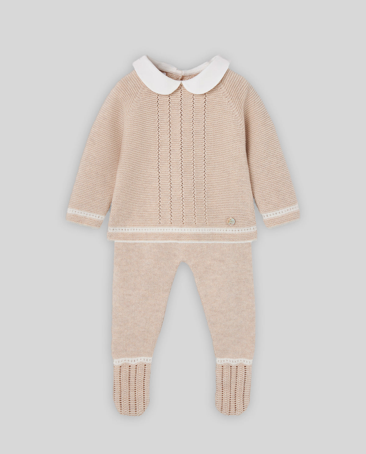 PAZ RODRIGUEZ Tutina 2 pezzi con Cappellino Cotone-Cashmere Avena-Panna Autunno-Inverno