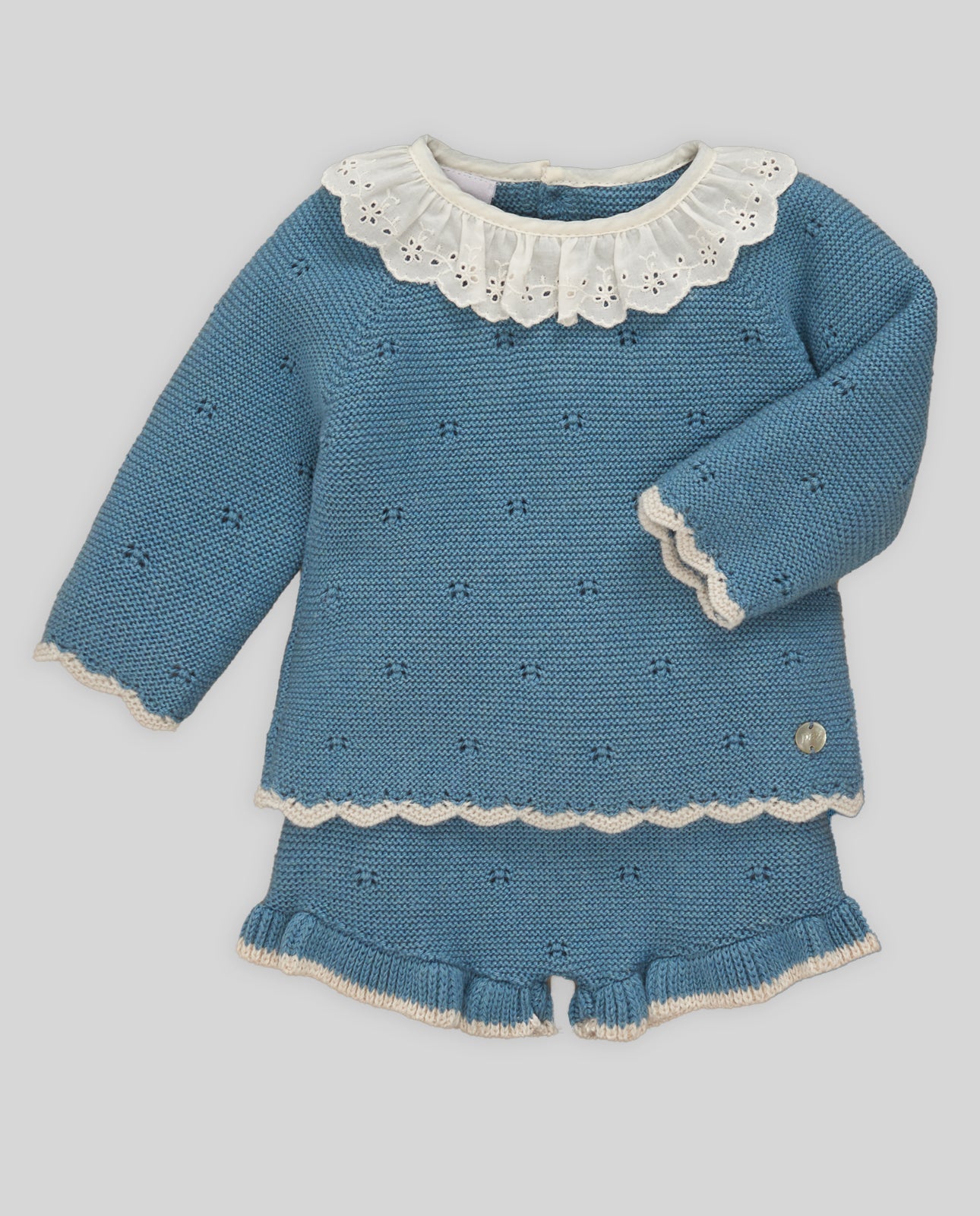 PAZ RODRIGUEZ Completo 2 pezzi Azzurro Nilo-Panna-Avena Cotone-Cashmere Autunno-Inverno