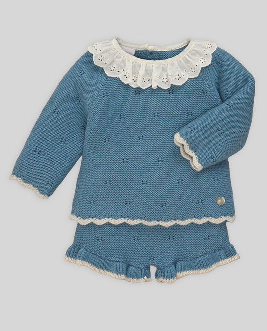 PAZ RODRIGUEZ Completo 2 pezzi Azzurro Nilo-Panna-Avena Cotone-Cashmere Autunno-Inverno