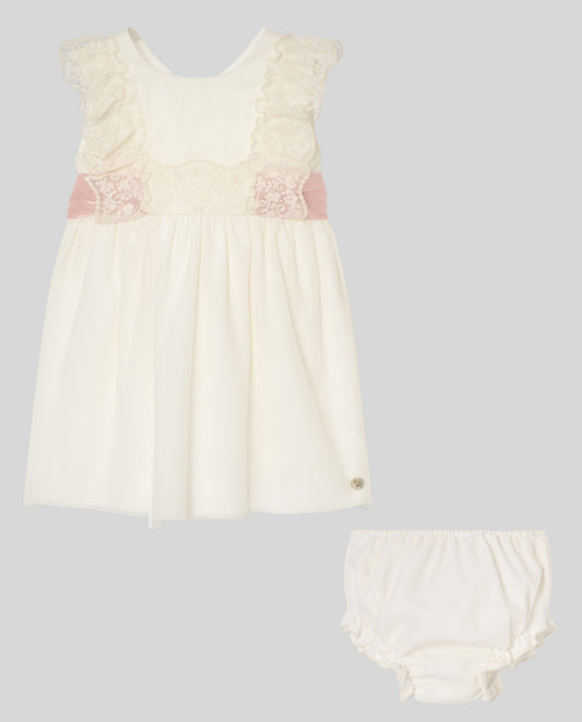 PAZ RODRIGUEZ Vestito+Coulotte Cerimonia Tulle Pizzo Crudo Rosa Primavera-Estate