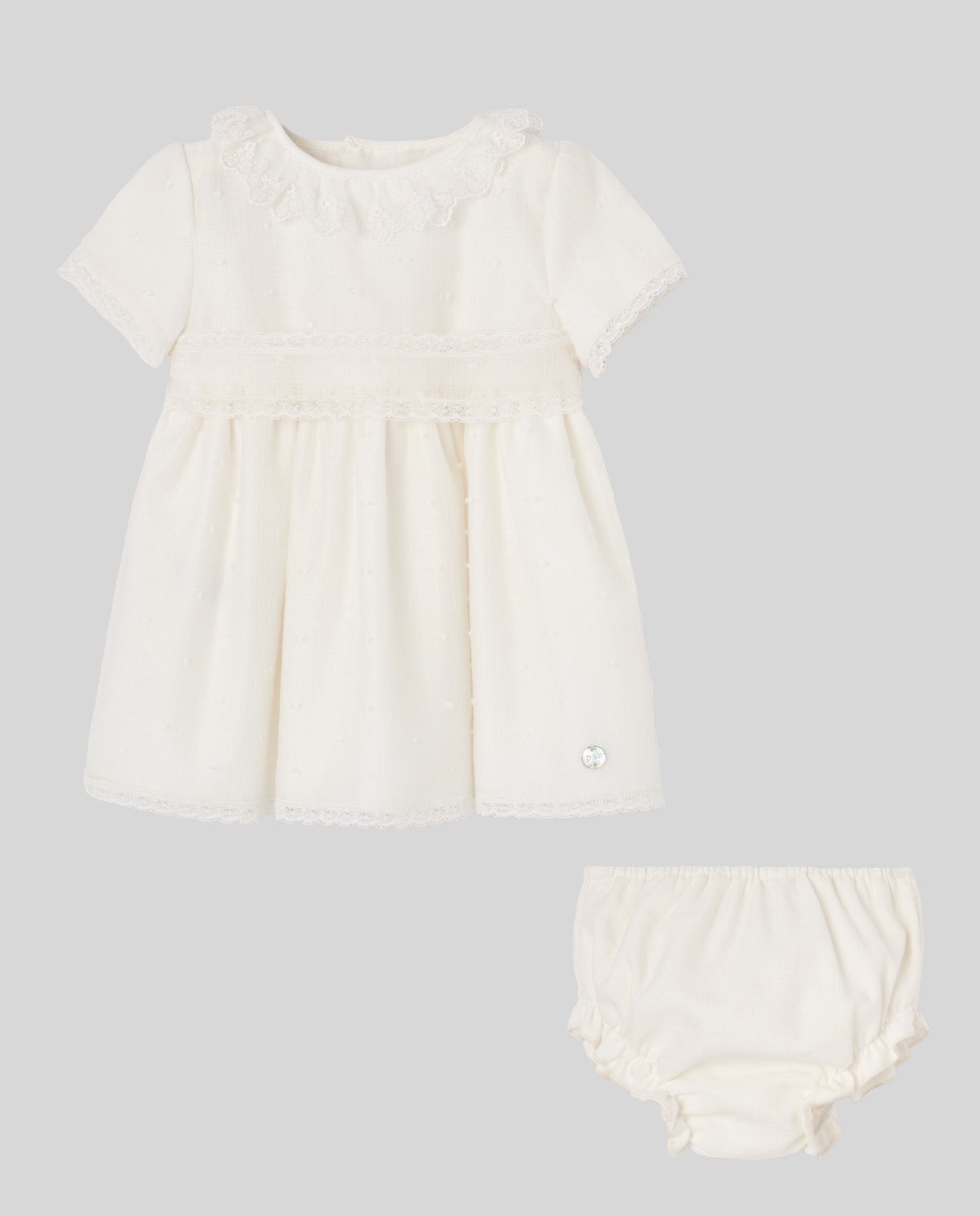 PAZ RODRIGUEZ Vestito+Coulotte+Cuffia Cerimonia Organza Colore Panna Primavera-Estate