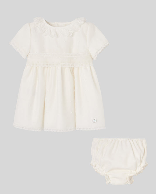 PAZ RODRIGUEZ Vestito+Coulotte+Cuffia Cerimonia Organza Colore Panna Primavera-Estate