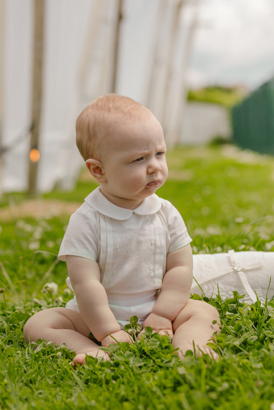 PAZ RODRIGUEZ Completo Cerimonia 2 pezzi + Cardigan Cotone Panna Primavera-Estate