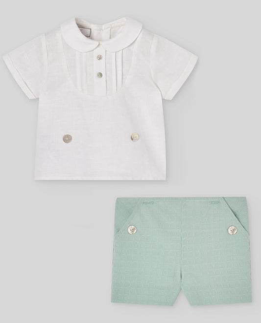 PAZ RODRIGUEZ Completo 2 pezzi Bianco-Verde Acqua + Cardigan Bianco Primavera-Estate