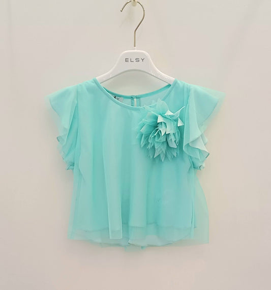 ELSY Girl Short Tulle Ceremony Top with Tiffany Brooch