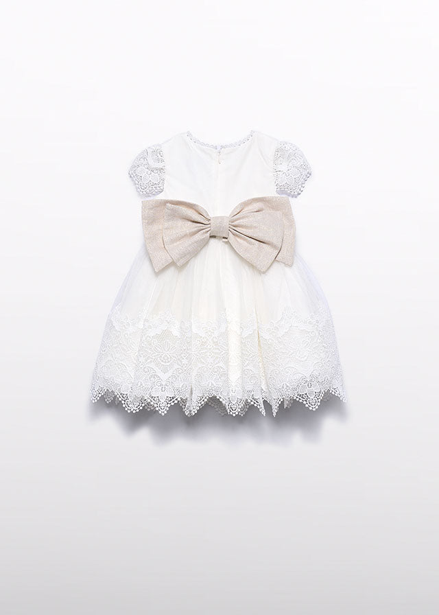 ABEL & LULA Abito Tulle Cerimonia Ricamato  Pizzo Guipur Panna-Sabbia primavera-Estate