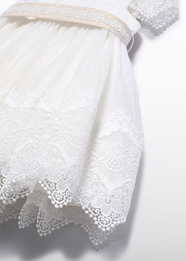 ABEL & LULA Abito Tulle Cerimonia Ricamato  Pizzo Guipur Panna-Sabbia primavera-Estate