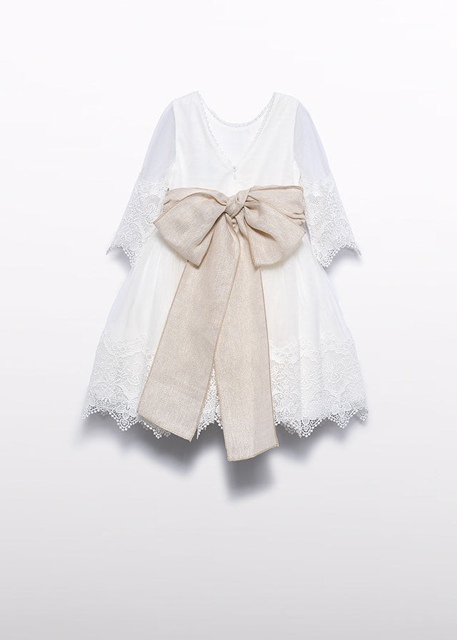 ABEL & LULA Abito Cerimonia Tulle Ricamato Pizzo Guipur Panna-Sabbia Primavera-Estate