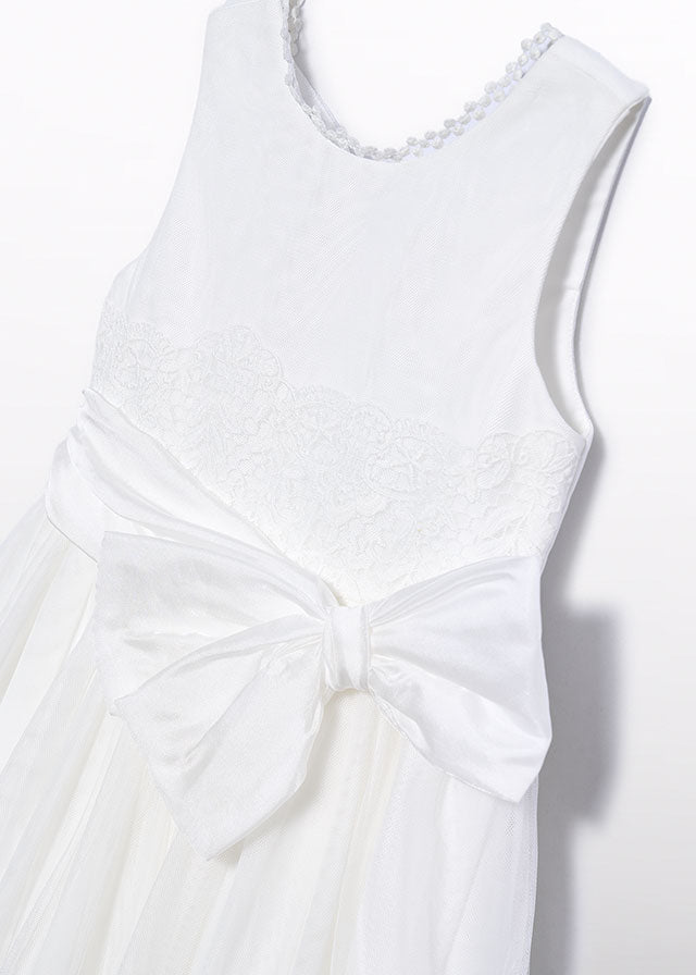 ABEL& LULA Abito Cerimonia Tulle Pizzo Fiocco Panna Primavera-Estate