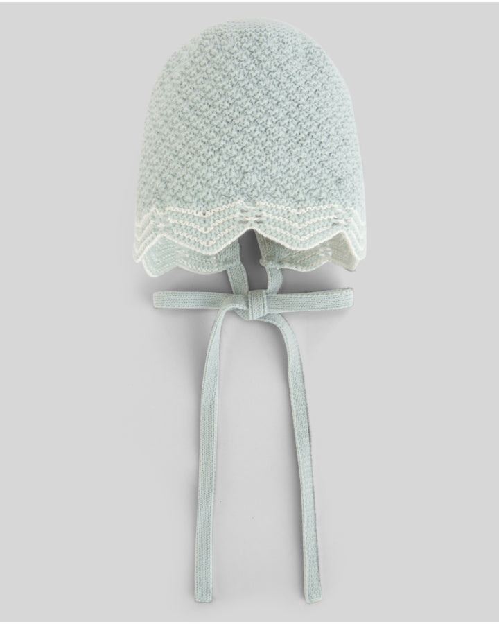PAZ RODRIGUEZ Tutina Due Pezzi + Cuffia Lana Merino Extrafine Verde Salvia-Panna Autunno-Inverno