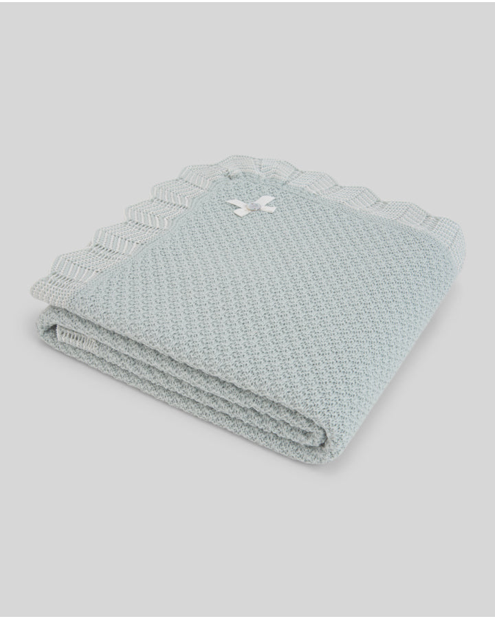 PAZ RODRIGUEZ Coperta Scialle Lana Merino Extrafine Verde Salvia Autunno-Inverno