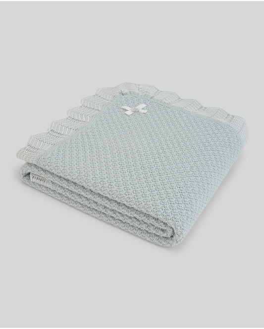 PAZ RODRIGUEZ Coperta Scialle Lana Merino Extrafine Verde Salvia Autunno-Inverno