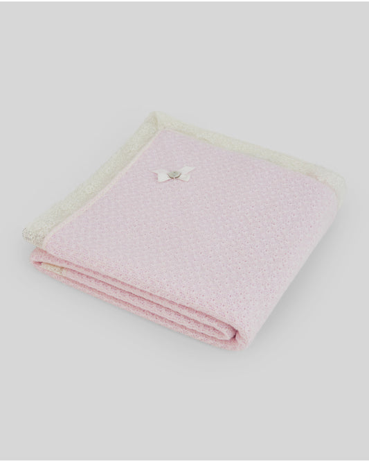 PAZ RODRIGUEZ Coperta Scialle Lana merino Extrafine Pizzo Rosa-Panna Autunno-Inverno