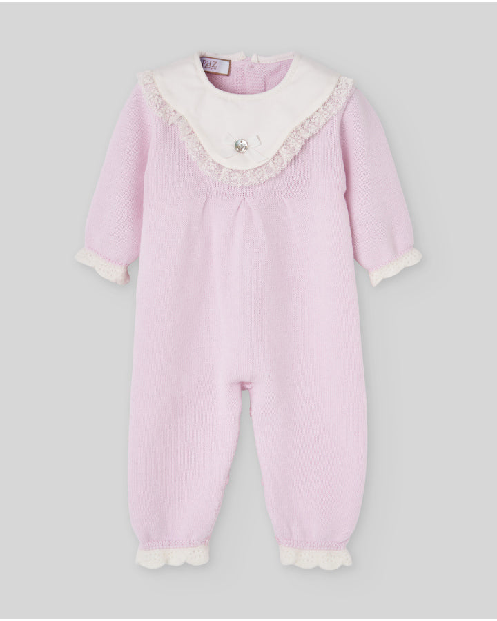 PAZ RODRIGUEZ Tutina con Cuffia Lana Merino Extrafine Rosa Autunno-Inverno