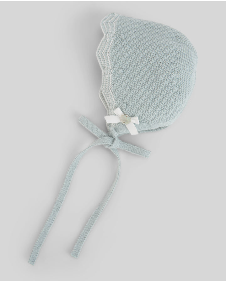 PAZ RODRIGUEZ Tutina Due Pezzi + Cuffia Lana Merino Extrafine Verde Salvia-Panna Autunno-Inverno