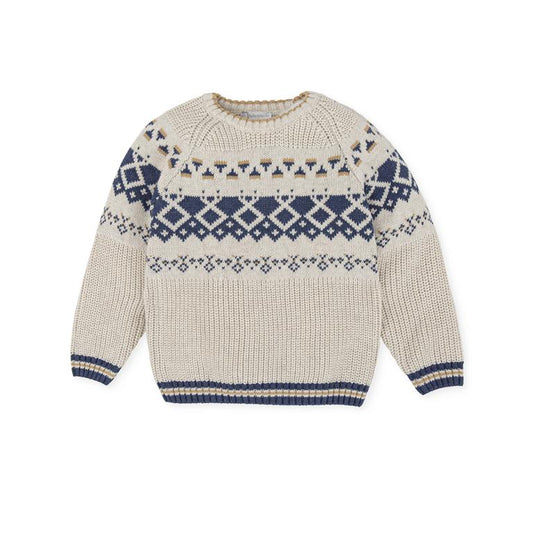 ALL SMALL Beige-blue-camel knitted pullover