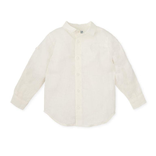 ALL SMALL Ceremony shirt with cream linen collar