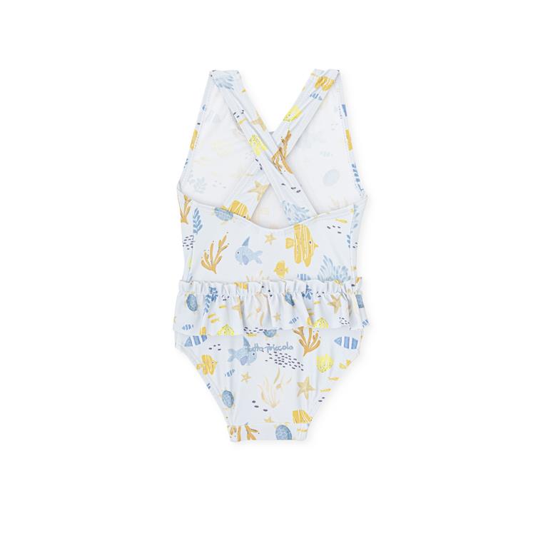 ALL SMALL Light Blue Fish Pattern One-piece Swimsuit