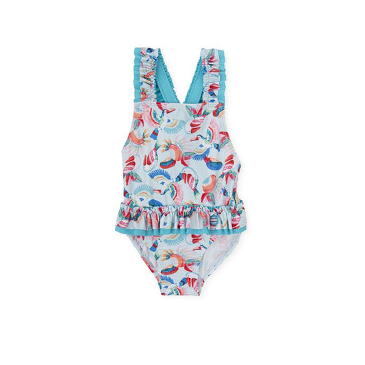 ALL SMALL One-piece Aquamarine Toucan Pattern