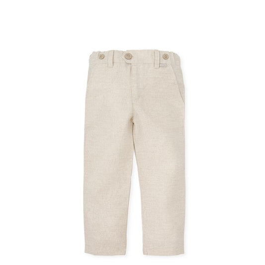 TUTTO SMALL Sand Linen Blend Ceremony Trousers