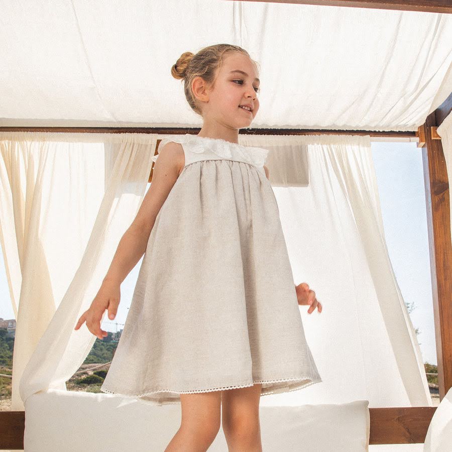 TTO PICCOLO Sand-Cream Linen Blend Ceremony Dress