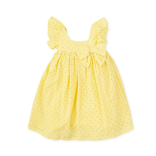 ALL SMALL Yellow Sangallo Lace Cotton Dress