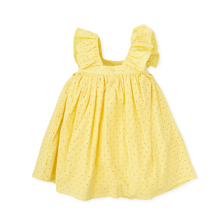 ALL SMALL Yellow Sangallo Lace Cotton Dress
