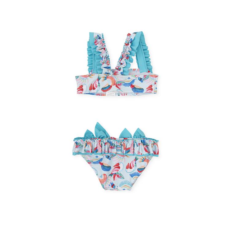 ALL SMALL Aquamarine Bikini Costume with Toucan pattern